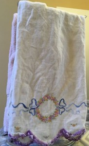 Linen hand towel wreath