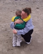 Woman hugs child