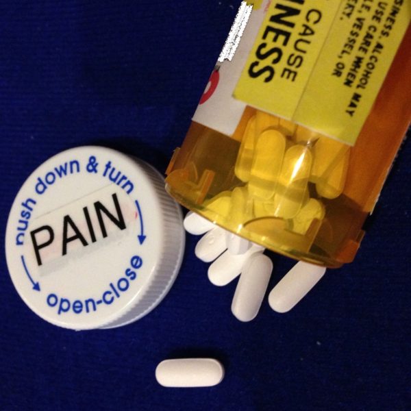 Prescription bottle of pain pills