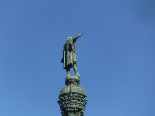 back side of Christopher Columbus monument in Barcelona, Spain