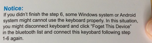 Travel bluetooth keyboard Arteck instructions - pairing important step 6