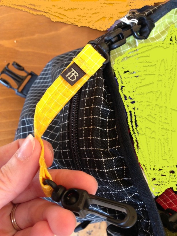 Tom Bihn yellow Key Strap on Cafe Bag