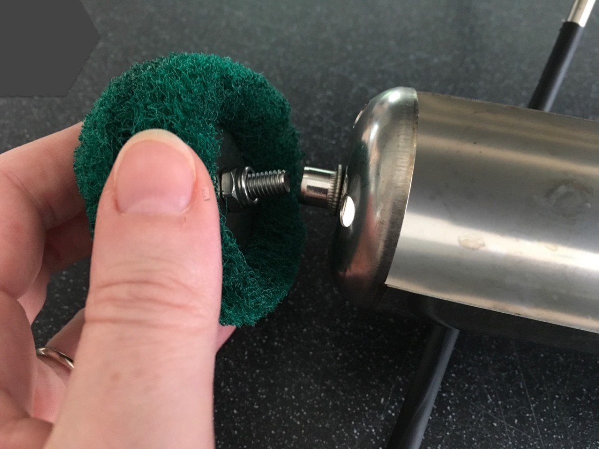 Cleaning scrubby where it screws onto goSun solar oven cooking tray