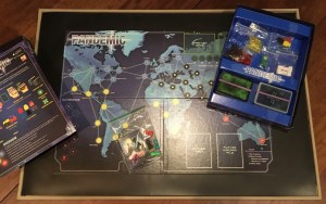 Playing board and instructions for Pandemic game