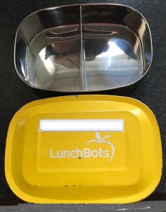 2 well used LunchBots pico containers, one with lid missing