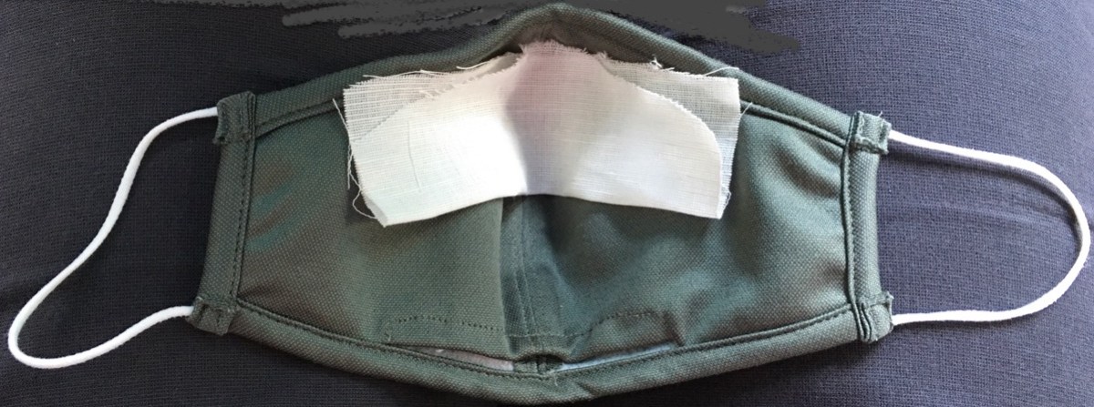 Ministry of Supply mask with homemade cotton insert by nose wire