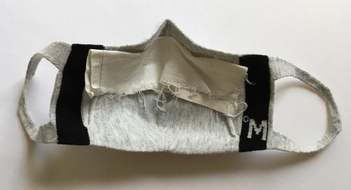 Ministry of Supply knit mask with folded cotton liner