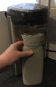 Silicone hot water bottle under Zojirushi water boiler kettle spout