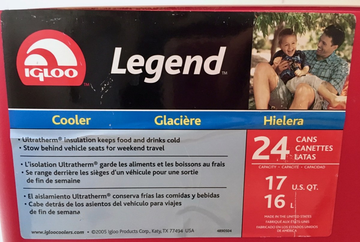 small Igloo cooler label 24 can 17 Qt 16 L size