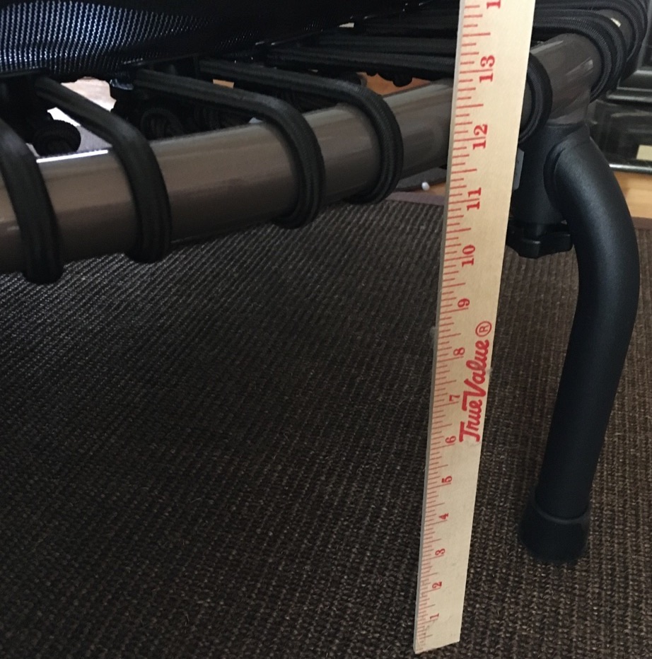 Step up height of trampoline measures just over 12.5 inches