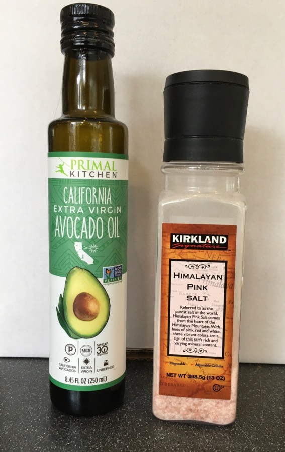 Primal Kitchen avocado oil and Kirkland Himalayan pink salt