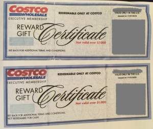 Costco Executive Member swap of paper Reward Certificate for online use