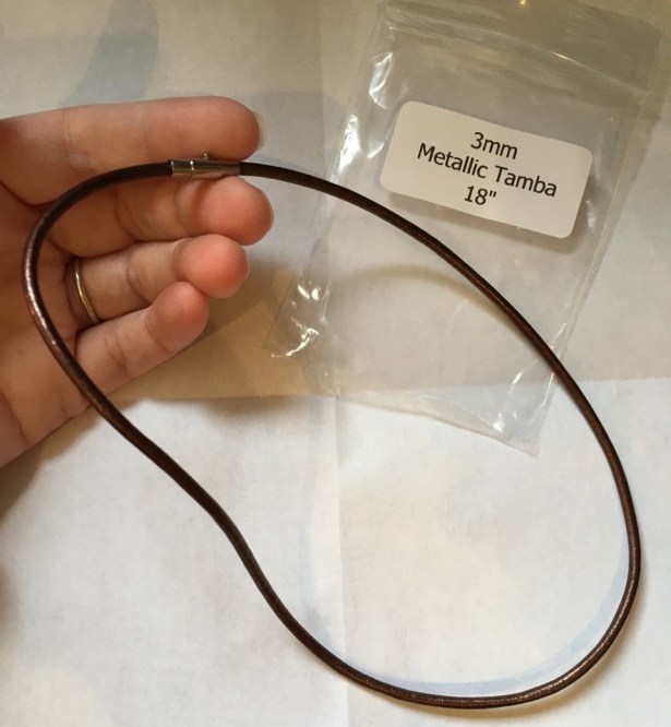 Bracelet Street 18" leather cord, magnetic clasp necklace with 3mm diameter in Metallic Tamba color