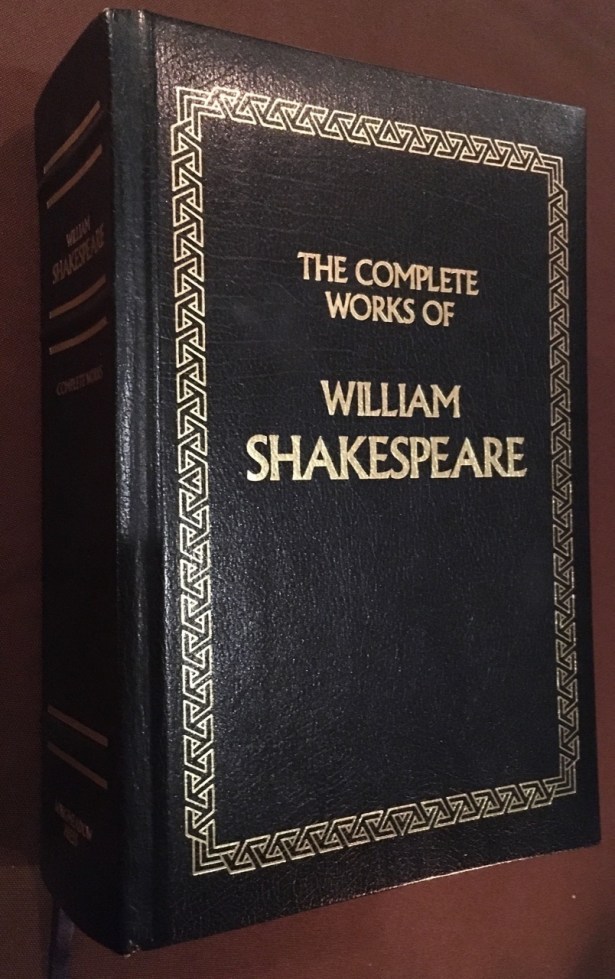Book cover, leatherbound Complete Works of William Shakespeare