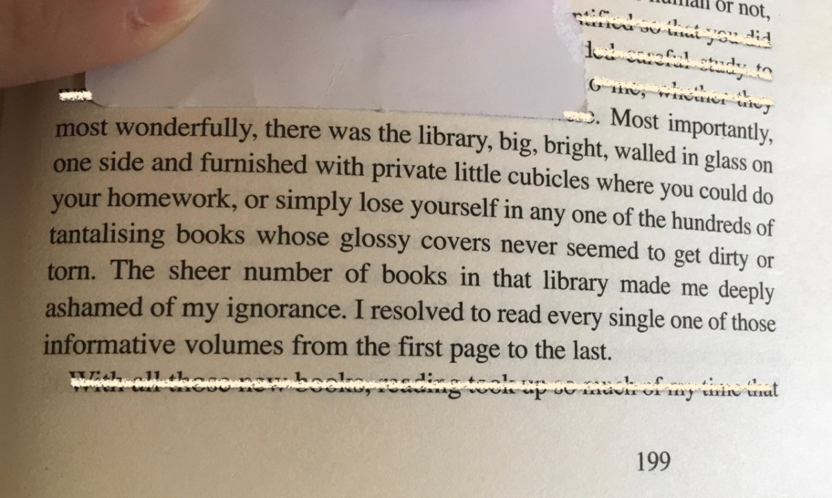 Quote from page 199 about the wonderful library in a girl's school