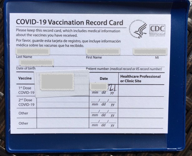 Redacted official CDC COVID-19 Vaccination Record Card