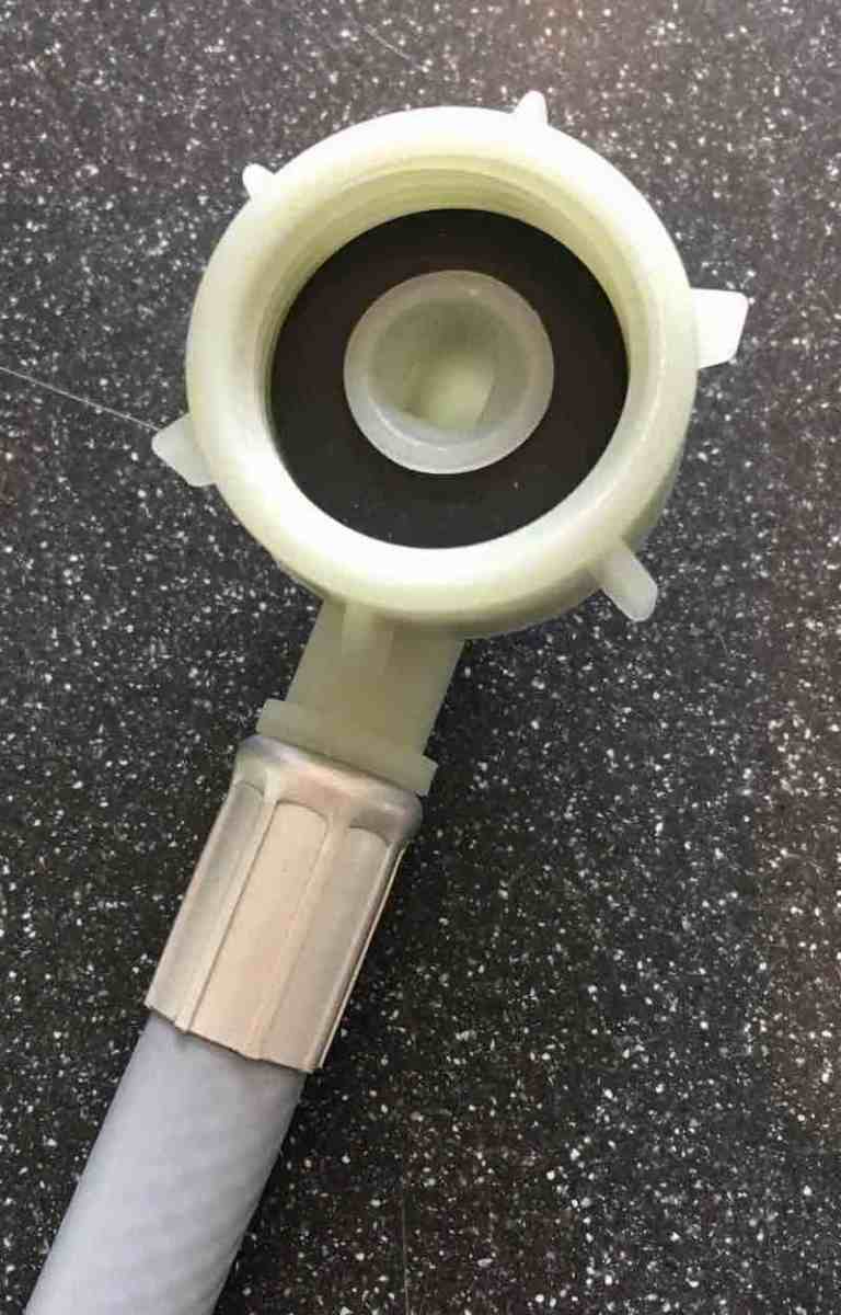 close up of water connection end of hose