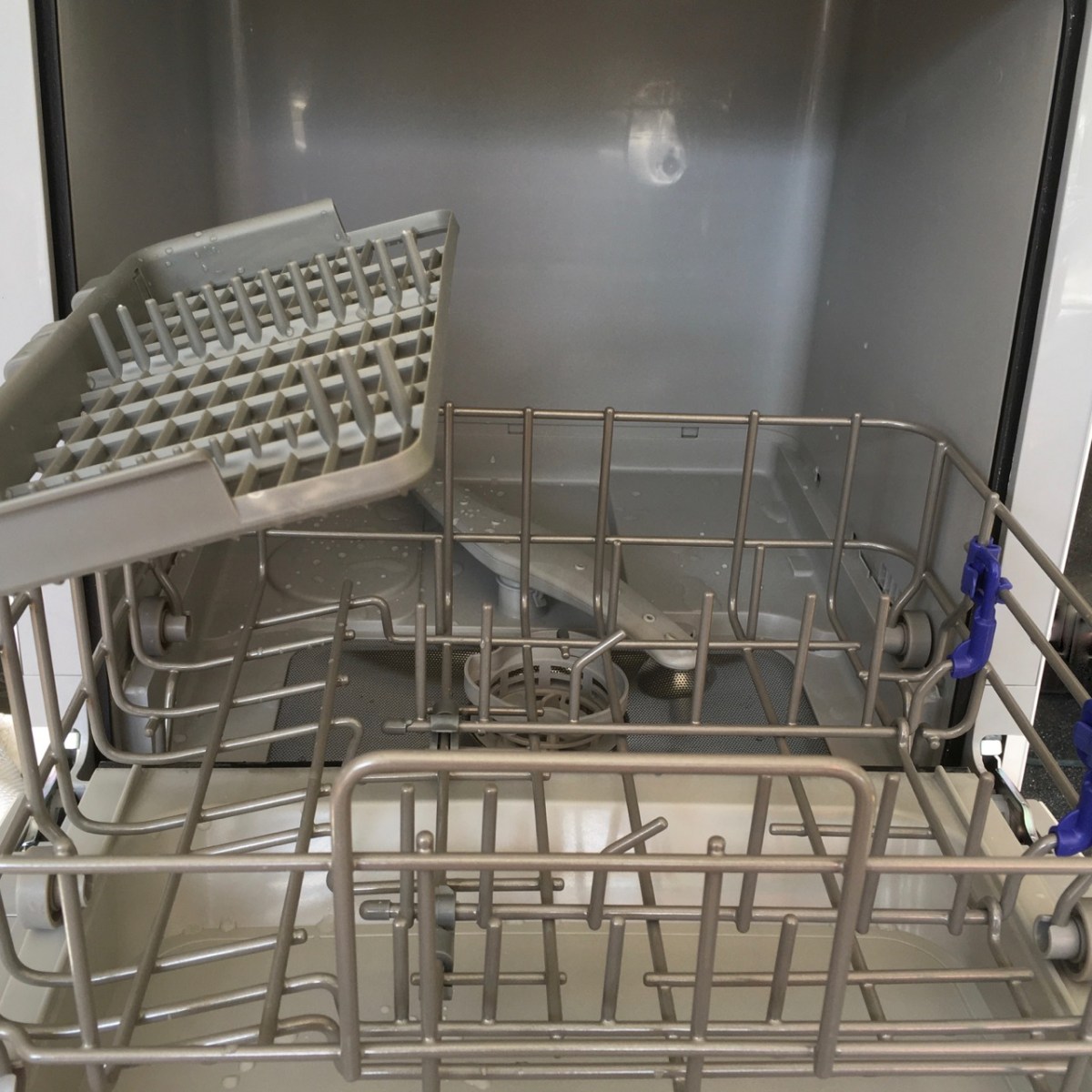 appliance with rack pulled forward onto door for loading