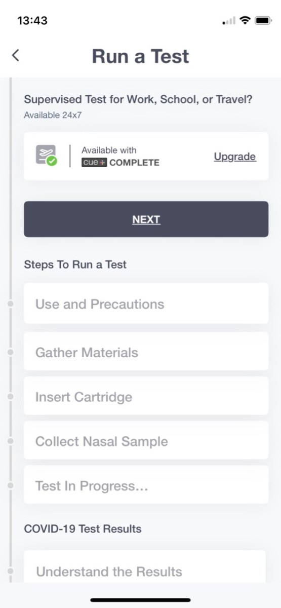 Screenshot from iPhone headed Run a test with steps listed below