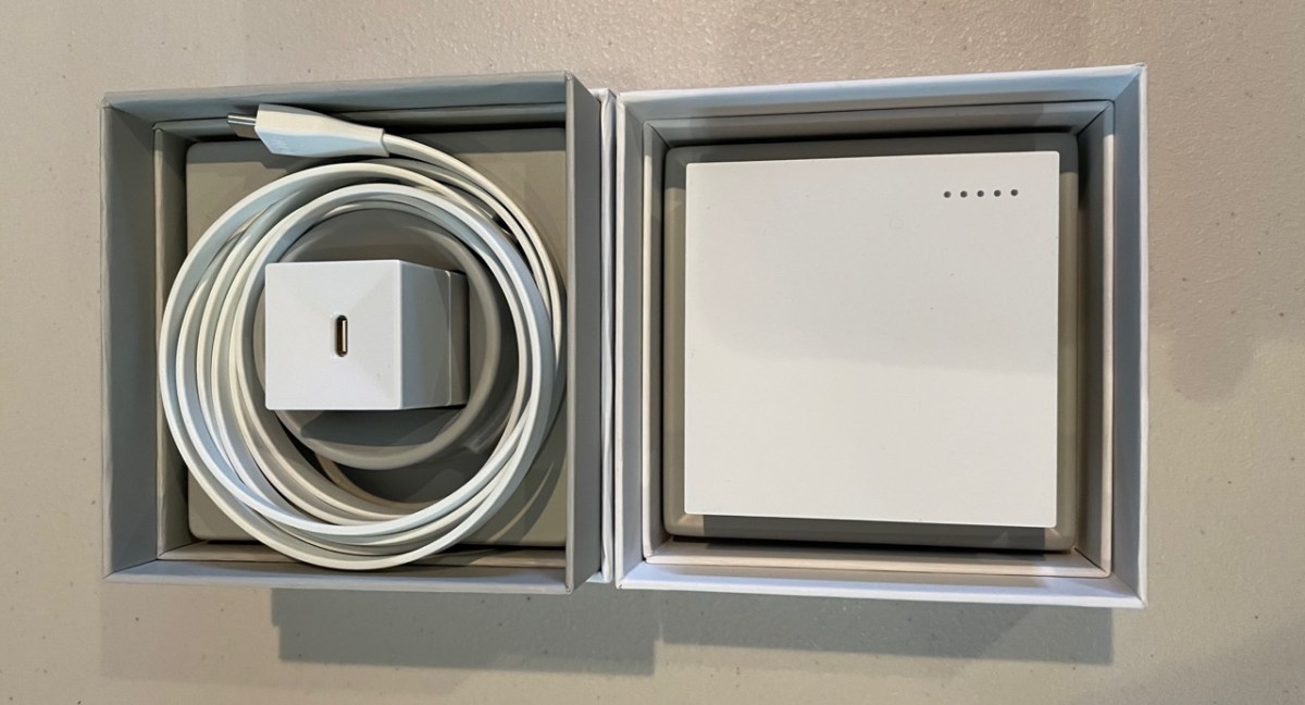 Coiled cord not quite back in box properly