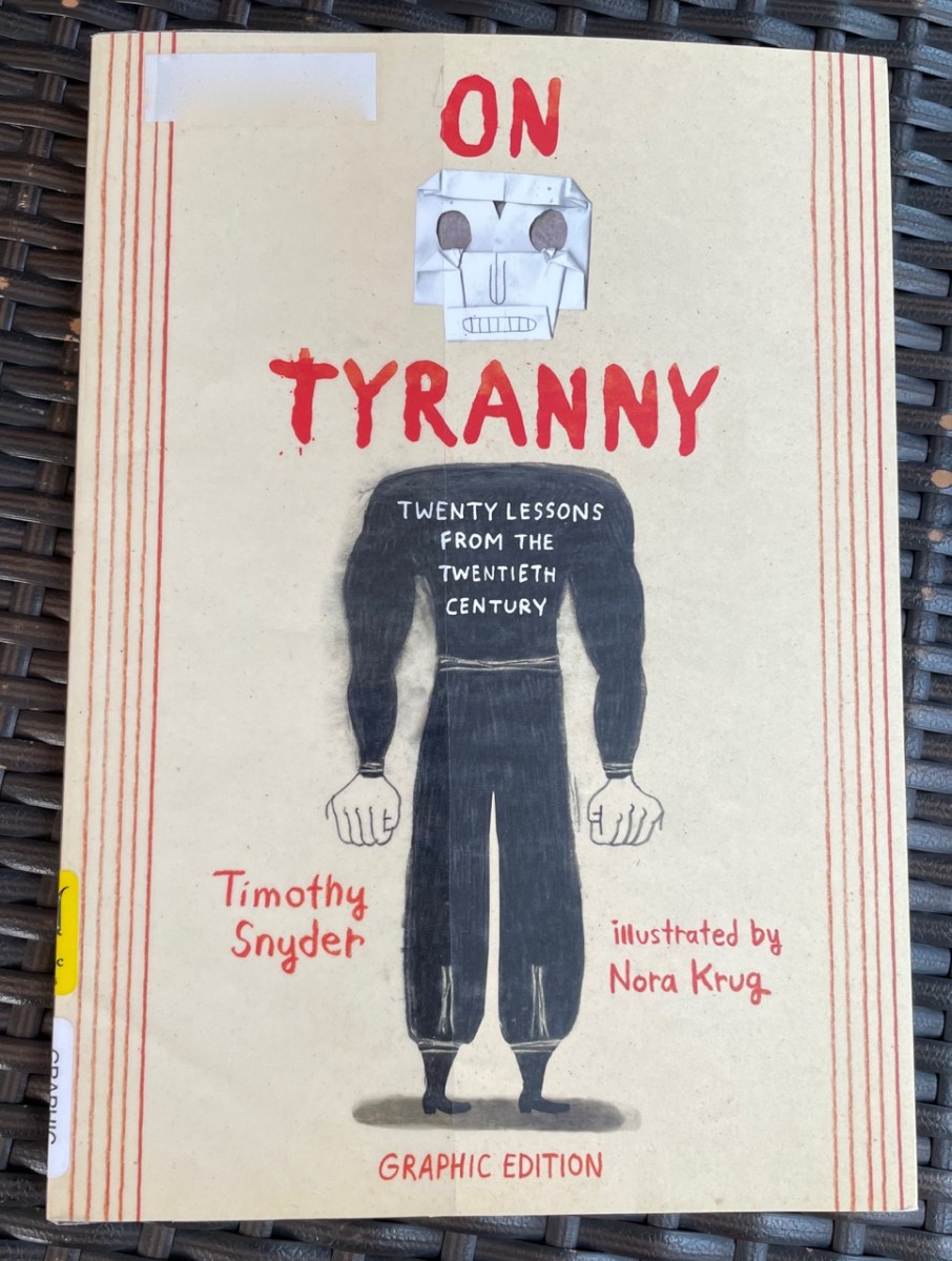 Timothy Snyder's On Tyranny graphic edition cover with brutalist illustration by Nora Krug