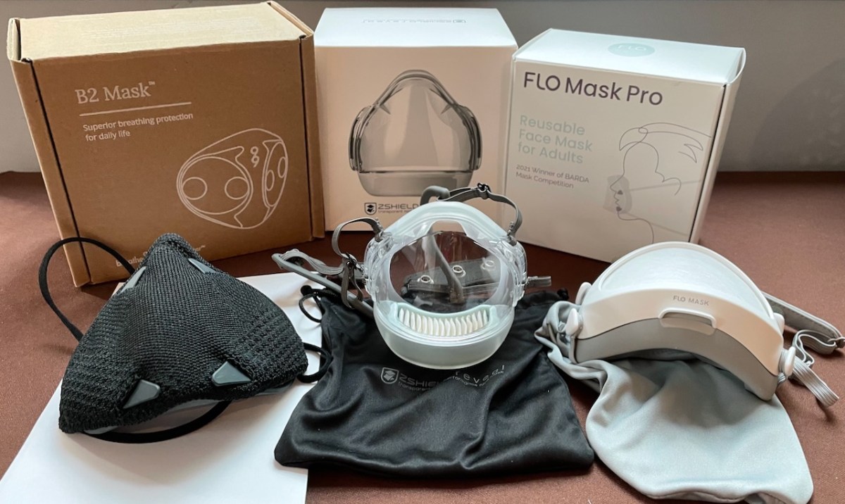 3 brands of reusable face mask: B2, Reveal, FLO