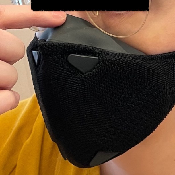 Breathe99 B2 mask with nose bridge covered by inverted silicone gasket