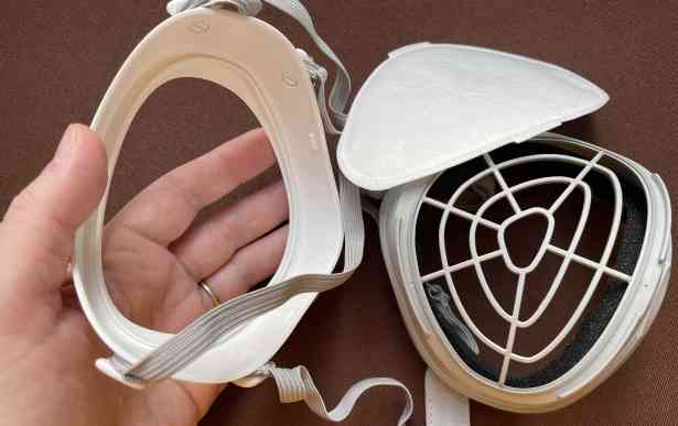 FLO Mask front cover, filter, body, and condensation ring