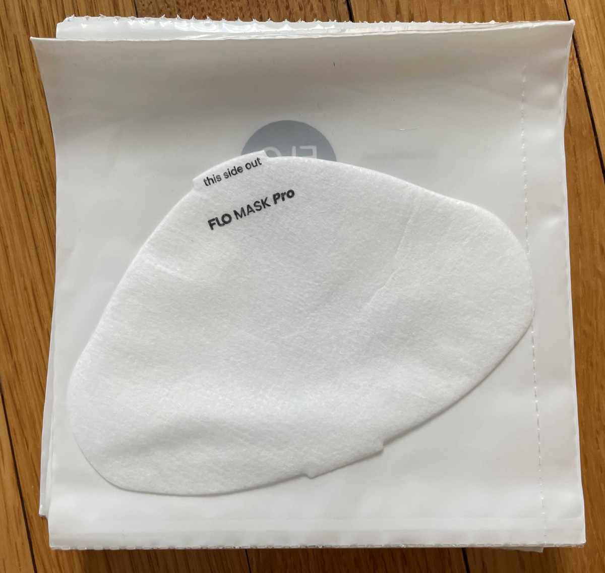 FLO Pro filter in packaging with "this side out" indication showing
